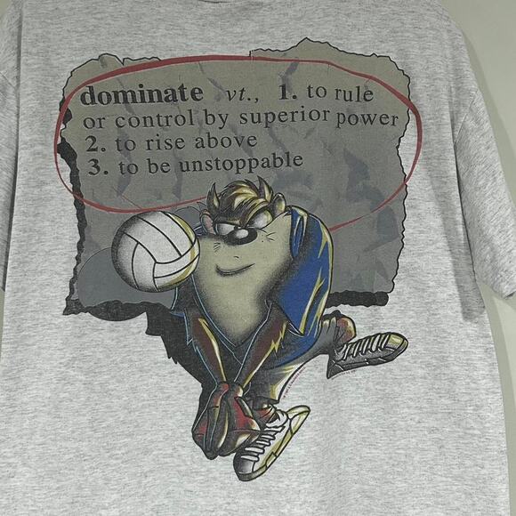 Vintage 1996 Taz Volleyball Dominate Tee Shirt - Picture 2 of 7